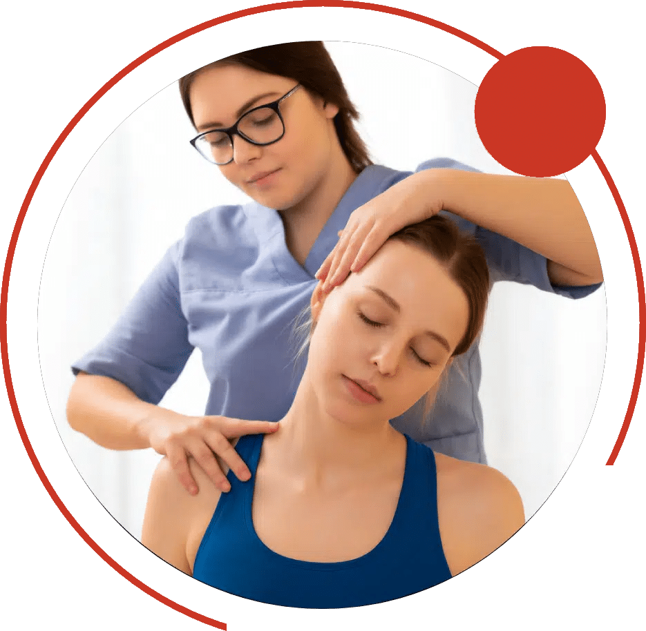 Physical therapist stretching a patient's neck to relieve neck pain in Scottsdale
