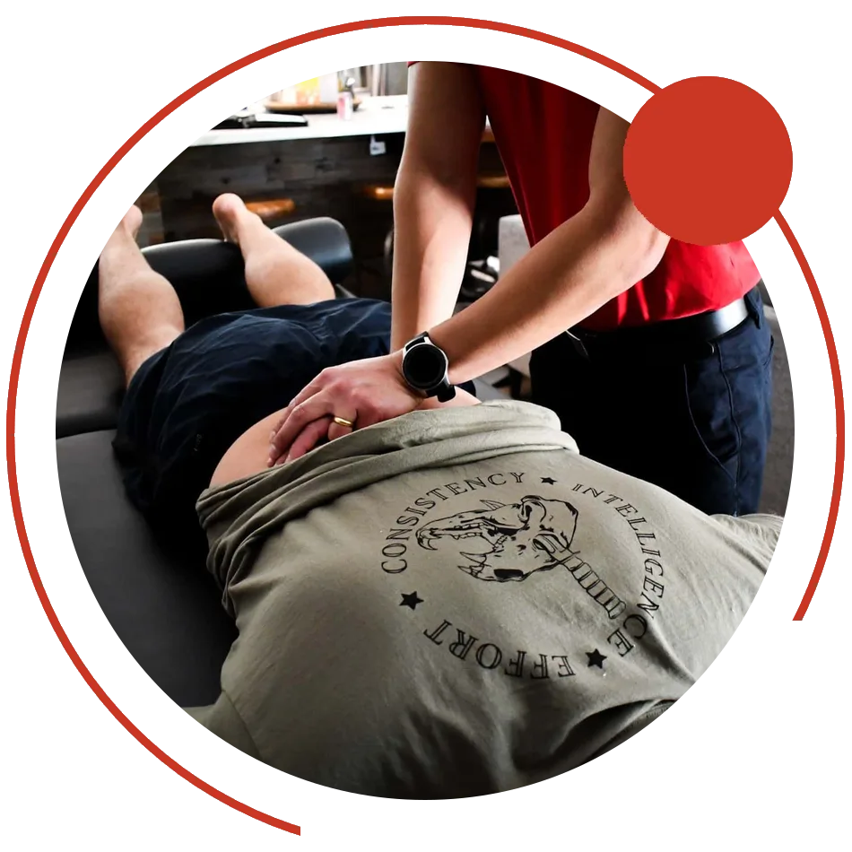 Hands-on treatment for a client's low back