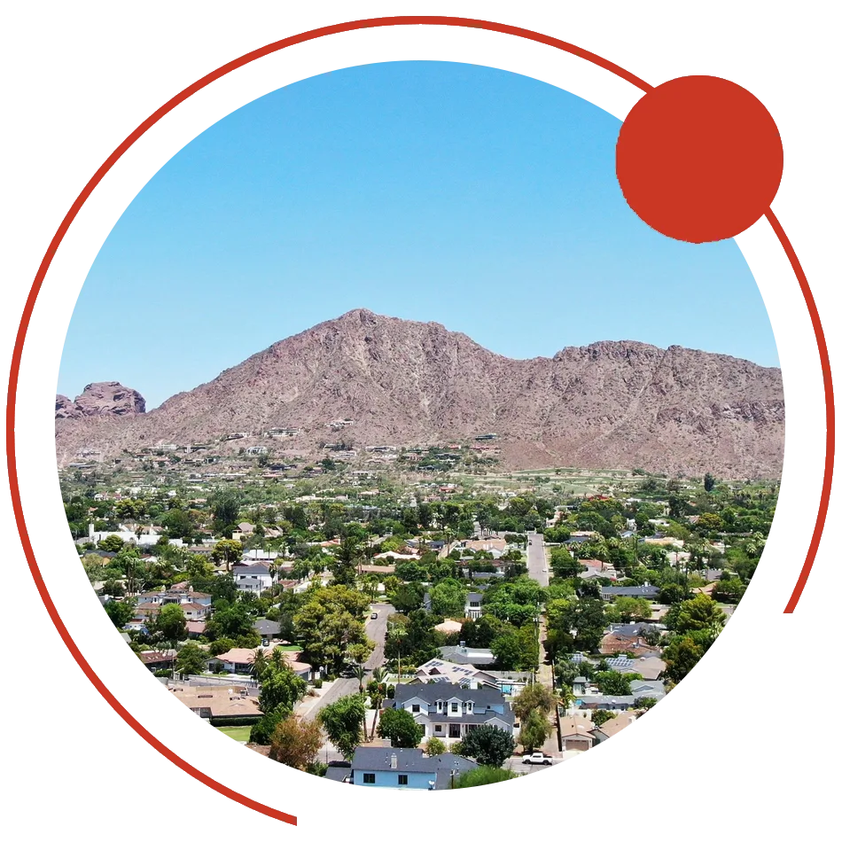 Camelback Mountain above Phoenix and Paradise Valley neighborhoods